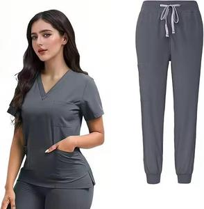 Hospital Uniforms Unisex Nursing Uniform <b>Sets</b> Fashion Short-sleeved Overalls Nurse <b>Scrubs</b> <b>Sets</b> for Women Men Figs Style Uniform - Product Image 5