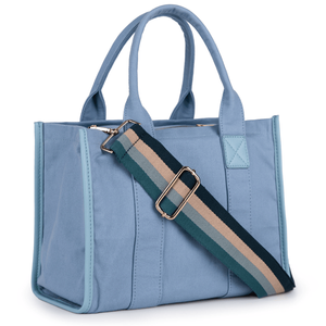 Bolso de mano y bandolera de lona azul para mujer - Product Image 1