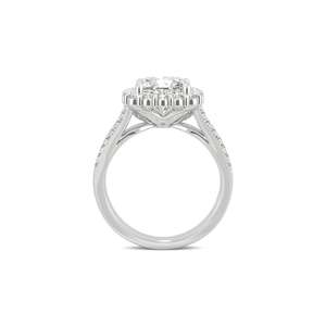 Anillo de Compromiso con Diamante Cultivado en Laboratorio, Corte Cojín, Corazones y Flechas, Halo, 2.87 CT DEW, Aro Dividido, Pavé, Bañado en Rodio, Anillo Nupcial de Lujo - Product Image 2