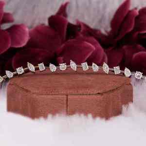 RAMDUT IMPEX Unisex Silver Plated Tennis Bracelet Brilliant Cut Moissanite Channel Setting Trendy Design GRA Certified - Product Image 3