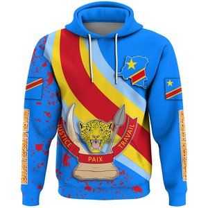Sweat-shirt à capuche pour homme avec imprimé du drapeau de la République du Congo, manches longues, coupe décontractée, style régulier - Product Image 4