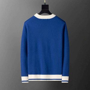Suéter de punto a rayas rojas y blancas para hombre, manga larga, corte regular, para otoño - Product Image 2