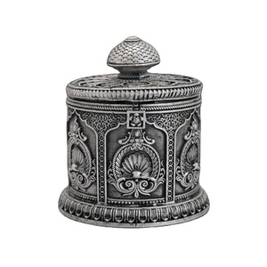 Đồ trang trí nhà cửa bằng bạc 925 nguyên chất, kiểu dáng cổ điển hình hoa sen - sản phẩm thủ công, được xử lý oxy hóa, giá tốt nhất - Product Image 1