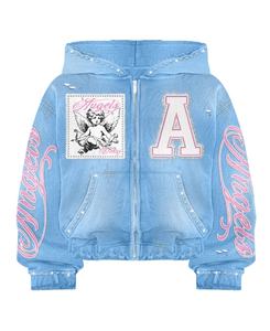 Sudadera con capucha de gran tamaño de algodón personalizada de primera calidad para hombre, ropa de calle de invierno con estampado Vintage con doble cremallera Puff Technique 400 Gsm - Product Image 1