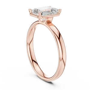 Bague de fiançailles solitaire en diamant de laboratoire taille émeraude 1,5 ct 7,50x5,50 mm, sertie à griffes, tige fine et confortable, design intemporel pour mariée - Product Image 5