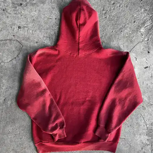 Sweat-shirt vintage délavé de haute qualité 2026, impression personnalisée, coupe oversize sans cordon, avec poche, pull décontracté à capuche pour homme - Product Image 6