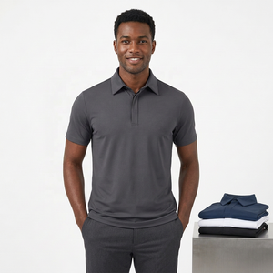 Men's Short Sleeve Solid Knitted <b>Polo</b> <b>Shirt</b> Quick Dry Casual Wear Regular Fit Gray <b>Blue</b> White Black Colors - Product Image 6
