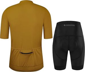 Ensemble maillot et short de cyclisme pour homme, couleur moutarde et noir, manches courtes, tenue de vélo respirante, séchage rapide, évacuation de la transpiration, kit adulte - Product Image 2