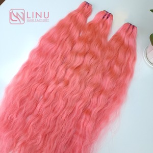 Prix usine 100% brut vierge vietnamien trame humaine dentelle perruque vague naturelle couleur rose clair Super Double dessiné Extensions de cheveux - Product Image 3