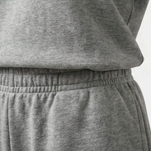 Women's 2 Piece Gray Cotton Casual Set Short Sleeve T Shirt and Above Knee Shorts Crew Neck Loose Fit Letter Print Daily Wear - Product Image 5
