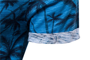 Camiseta de Algodón con Cuello Redondo Estilo Hawaiano para Hombre, Talla Grande, Camiseta Informal de Playa para Verano con Estampado de Palmeras Tropicales - Product Image 3