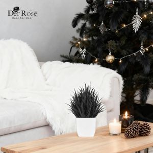 Petites plantes artificielles noires en pot, lot de 2, décoration d'Halloween pour table, bureau, maison ou bureau, décoration noire pour salle de bain - Product Image 2