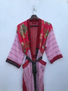 Vintage Poli Silk Kimono <b>Robe</b> for Women Elegant Chiffon Dressing Gown <b>Bridal</b> Sleepwear - Product Image 3