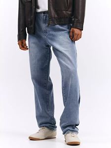 Jeans de Mezclilla para Hombre, Corte Recto, con Panel Lateral en Contraste, Personalizados al por Mayor, Moda Casual y Urbana, OEM ODM - Product Image 2