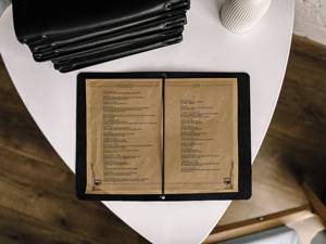 Factory Price Genuine Leather Menu <b>Holder</b> Restaurant Menu Cover Luxury Leather Menu Folder Custom SupplyLMC-0138 - Product Image 6