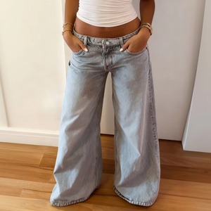 Classic Casual Breathable Windproof Mid Waist Straight Leg Denim Pants Relaxed Fit Versatile Wardrobe Basic Factory - Product Image 1