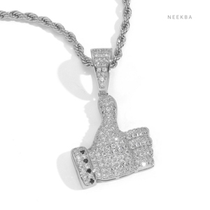 Pendentif main en moissanite exquise en argent sterling 925 – Bijou statement hip-hop haut de gamme, pendentif main en moissanite éclatante - Product Image 3