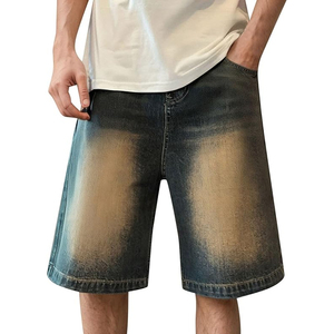 Pantalones Cortos de Mezclilla con Lavado Ácido y Logotipo Personalizado, Unisex, Estilo Urbano, Corte Holgado, Vintage, OEM al por Mayor - Product Image 1