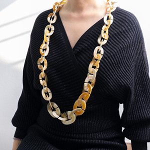Collier long en corne, bijoux fantaisie pour femmes, colliers à chaîne les plus vendus, fabriqués à la main - Product Image 6