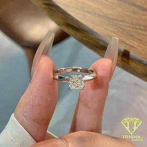 Princess Cut Moissanite Engagement <b>Ring</b> VVS <b>Solitaire</b> 925 Sterling <b>Silver</b> Luxury Bridal Wedding Jewelry <b>Ring</b> For Women - Product Image 2