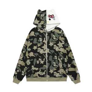 Sudadera con Capucha y Cremallera para Mujer, Estilo Americano Original OEM 2026, con Estampado de Camuflaje en Toda la Superficie y Diseño de Orejas Lindas - Product Image 3