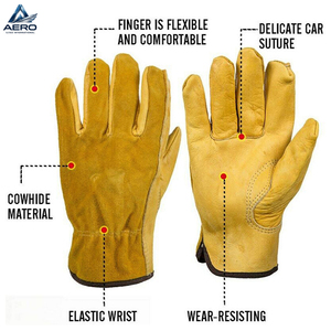 Guantes de Trabajo de Cuero Vacuno de Primera Calidad, Palma de Grano Completo para Máxima Durabilidad, Protección Reforzada, Guantes para Conductor - Product Image 4