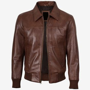 Nouvelle veste en cuir marron pour homme avec logo personnalisé, col élégant, veste de haute qualité, respirante, pour l'hiver. - Product Image 3