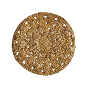 Traditional Seagrass Placemats <b>Round</b> Woven Fiber <b>Table</b> <b>Mats</b> Natural Straw Chargers for Classic Kitchen Decor - Product Image 1