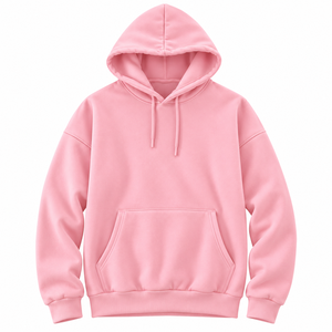 Sudadera con capucha extragrande para mujer, rosa liso, con forro, estampada, de otoño, con hombros caídos, estilo casual, con bolsillo canguro - Product Image 1
