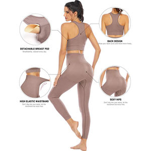 Conjunto de yoga sin costuras de un solo hombro para mujer, leggings de cintura alta para entrenamiento, sujetador deportivo - Product Image 4