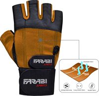 Gants de sport Farabi en cuir à logo personnalisé, demi-doigts, antidérapants, avec sangle de poignet réglable, respirants, pour musculation et haltérophilie