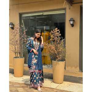 พิมพ์ลายดิจิทัลเรยอนแฟนซีวังด้านบนด้วย dupatta rama - Product Image 1