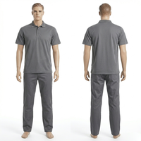 Ensemble de vêtements de travail pour hommes, noir, 220 GSM, tissu piqué en polycoton, manches courtes, polo et pantalon, broderie personnalisée, logo imprimé, uniforme de travail