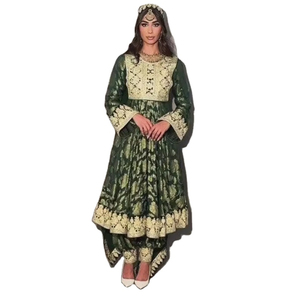 Vestido de Fiesta Modesto con Encaje Bohemio, Diseño Tribal Afgano Kuchi, Bordado, para Mujer, Cultura Pashtun Afgana Kuchi, Adultos - Product Image 2