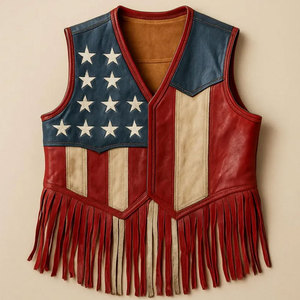 Mens Cowboy Western Fringe Vest Leather <b>Suede</b> Sleeveless <b>Jacket</b> Tassel Festival Rodeo <b>Biker</b> Supplier Premium OEM Apparel - Product Image 2