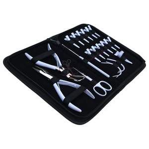 ชุดอุปกรณ์ต่อผมสีขาวแบบออลอินวัน พร้อมคีมไมโครลิงค์สแตนเลส คลิปแบ่งผม กล่องเครื่องมือเร็กซีนสีดำแบบพกพา - Product Image 1