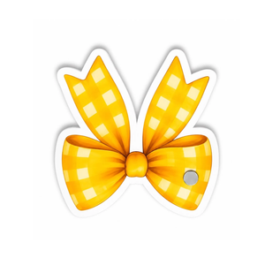 Baldosa Acrílica para Pestañas con Lazo Amarillo y Blanco, Diseño Gingham Sostenible, Impresión de Logotipo Personalizado, Baldosa de Belleza con Imanes, Servicio OEM - Product Image 2