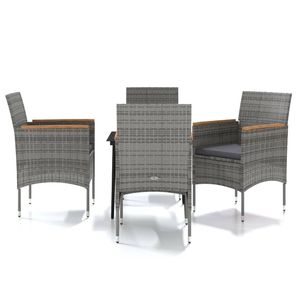 Juego de Comedor de Jardín de 5 Piezas en Ratán Sintético Gris, con Muchos Asientos para Comer al Aire Libre - Product Image 2