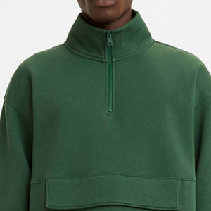 Custom Logo Men's Drop Shoulder <b>Fleece</b> Quarter Zip Collar <b>Jacket</b> - Product Image 4