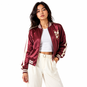 Chaqueta Corta de Satén OEM para Mujer con Bordado de Colibrí y Cierre Frontal, Venta al por Mayor, Marca Privada, Logotipo Personalizado, Directo de Fábrica - Product Image 5