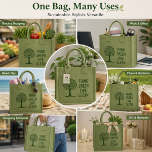 Bolsa de Yute Verde Ecológica Reutilizable para Compras, Bolsa de Supermercado Personalizada, Regalo Promocional al por Mayor, Bolsa de Playa con Asas de Cuerda - Product Image 4