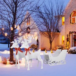 Traînes de rennes en PVC blanc pour décorations de Noël avec détails de cerf - Product Image 2