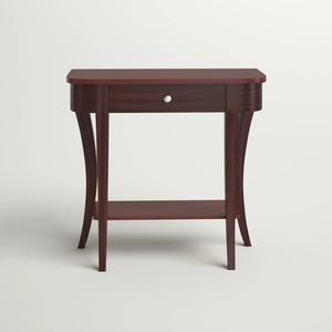 Console traditionnelle en cerisier avec façade incurvée, un seul tiroir, petit meuble d'entrée, étagère inférieure de présentation - Product Image 5