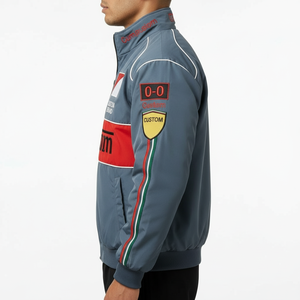 เสื้อแจ็คเก็ตแข่งรถสั่งทำพิเศษสำหรับผู้ชาย สตรีทแวร์ ปักโลโก้ ซิปหน้า ผู้ผลิตเสื้อแจ็คเก็ต - Product Image 3