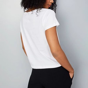 Camiseta de Verano para Mujer, 100% Algodón Ecológico, Casual, de Alta Calidad, Manga Corta, Personalizable (OEM), Transpirable y de Secado Rápido, Superventas - Product Image 3