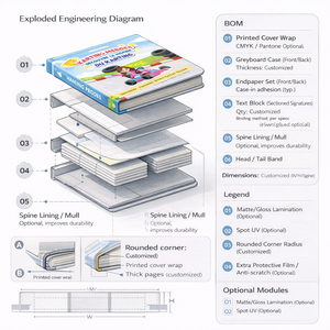 <span class=keywords><strong>Impression</strong></span> personnalisée de livres cartonnés pour enfants |   Reliure à coudre sectionnée, couverture <span class=keywords><strong>rigide</strong></span>, coins arrondis |   Usine OEM/ODM |   Échantillonnage rapide - Product Image 4