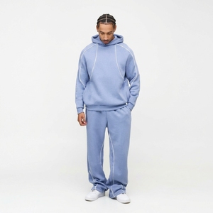 Ensemble de survêtement unisexe personnalisé OEM : sweat à capuche et pantalon de jogging, 2 pièces, avec fermeture éclair, pour le sport - Product Image 1