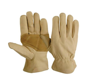 Leather Safety <b>Gloves</b> Full Texture Smooth Anti-Slip Gathered Cuff General Purpose Abrasion Resistance - Product Image 1