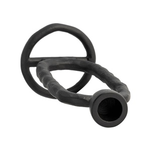 Portavelas Cónico Minimalista Negro Mate, Diseño Geométrico Ovalado Abstracto para Decoración Moderna del Hogar, Estilo Hierro Fundido de Alta Calidad - Product Image 5