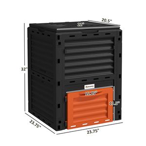 Composteur de jardin de 80 gallons, grand composteur extérieur avec aération rapide, forme de feuille orange, 500L, matériau PP pour l'agriculture - Product Image 3